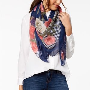 I.N.C. Houndstooth Floral Square Scarf